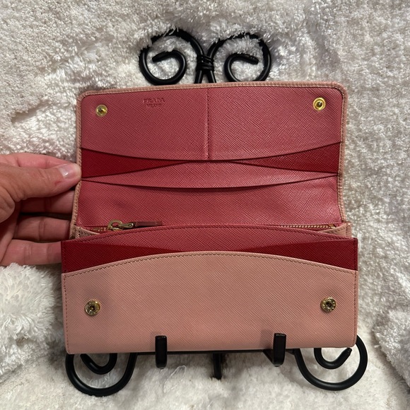 Prada Pink & Red Double Snap Wallet - Picture 4 of 7